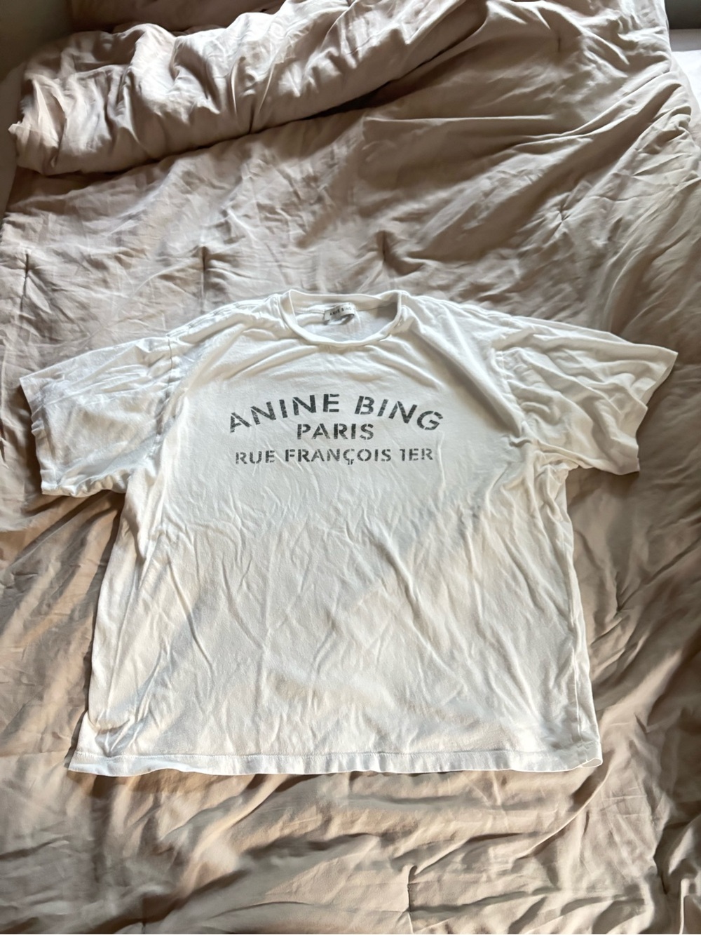 Anine Bing White Graphic Crewneck Tee